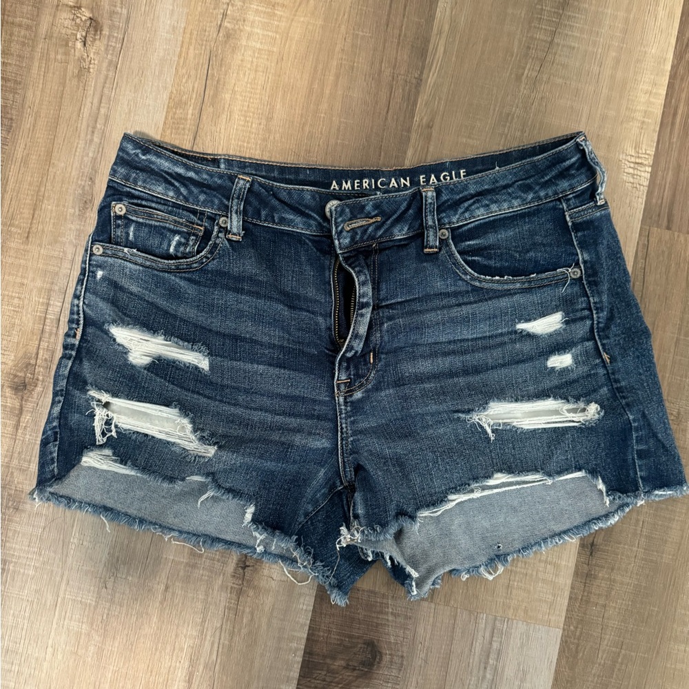 American Eagle Outfitters Blue Distressed Jean Shorts